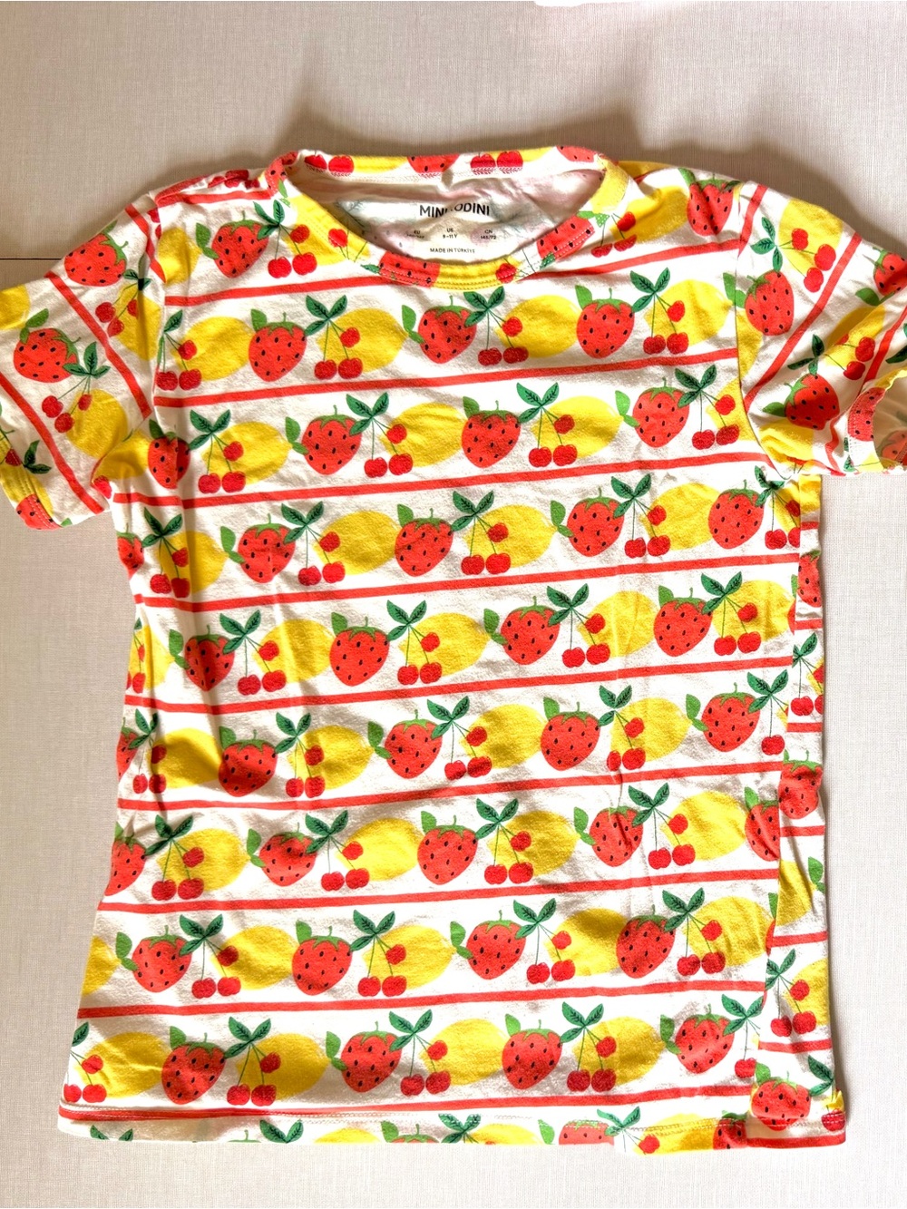 Mini Rodini Red & Yellow Strawberry Lemon and Cherry Print Tee